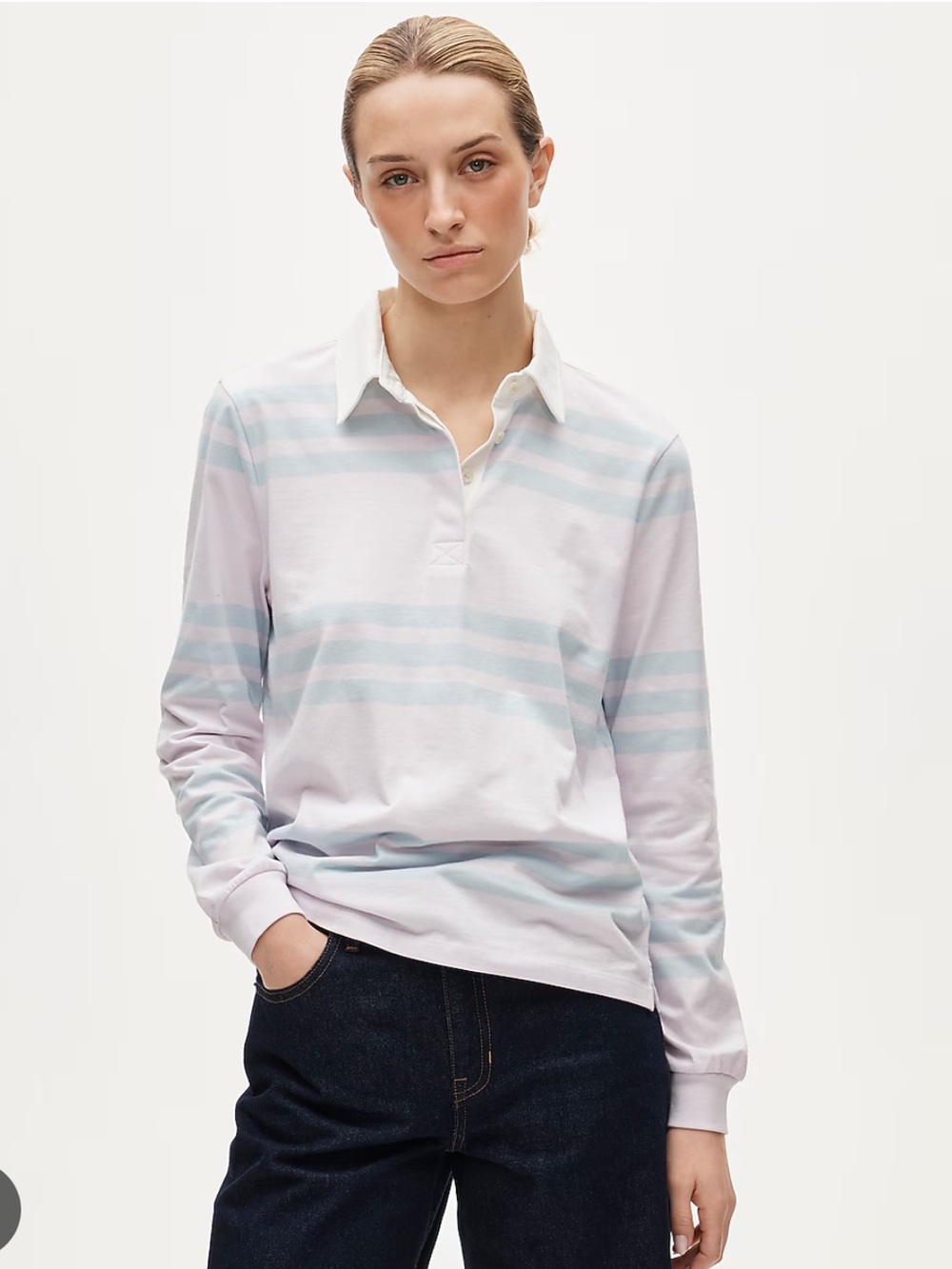 J. Crew Boyfriend jersey rugby shirt in stripe - Raven Stripe Lavender B